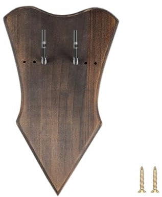 DONGKER Plaque D'épée Murale,Support D'épée en Bois Réglable avec Crochets et Vis pour Arc,Epée Médiévale,Dague,Hache (Epée Non Incluse)