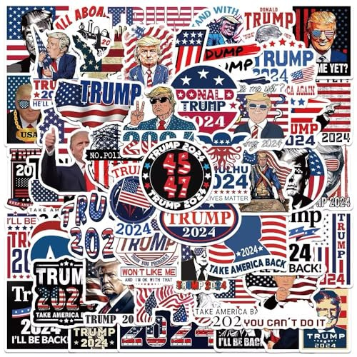 Donald Trump Stickers Die-Cut Decals for Laptops, Phones, Phone Case, Consoles, Walls, Luggage Case, Books, Game Console, 2025 US President - 50 Stickers
