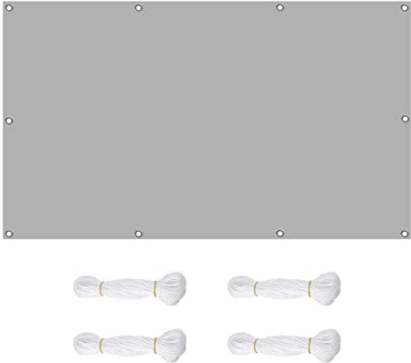 Wasserdichter Gartenschirm, 2 m x 3,6 m, 98 % UV-Schutz, rechteckig, mit Befestigungsseilen, für Außenbereich, Terrasse, Rasen, Pergola, Terrassendielen, Hellgrau