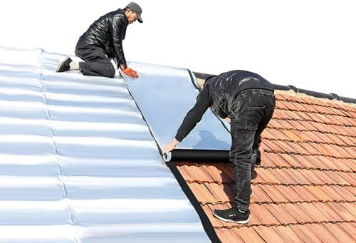 IHAHU Bande D'étanchéIté en Bitume Autocollante Ruban de Papier d'Aluminium 0.2 mm Imperméable Rouleau étanchéité de Toiture pour Réparer Le Toit Fissure Trou(1x10 m)