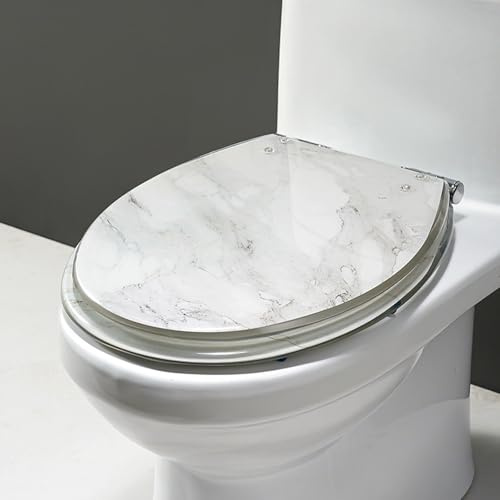 Unikicool Klodeckel,Harz-Toilettendeckel,Transparenter WC-Sitz,Toilettensitz Aus Kunstharz Mit Schnellverschluss,WC-Sitz Mit Absenkautomatik,Mit 3D-Effekten,Geeignet FüR Die Meisten Toiletten