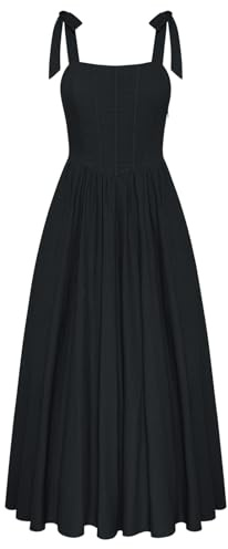 SCARLET DARKNESS Summer Sundress 2025 Black Casual Maxi Dress for Women UK Sleeveless Spaghetti Strap Plus Size Dress XXL