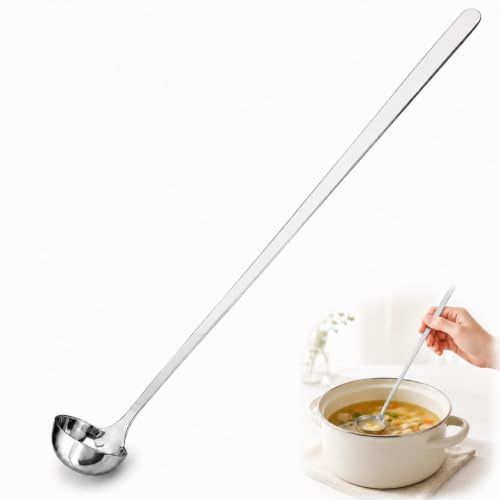 Zerodeko Louche longue en acier inoxydable avec poignée antidérapante pour servir et cuisiner pour la restauration professionnelle