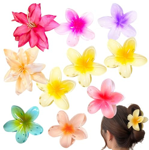 Onlvmyur 8 Piezas Clips de Garras de Flores Antideslizantes Pinzas de Pelo 8 cm Clips de Pelo de Flor y Artificial Pinzas Pelo Flor para Mujer Cabello Grueso