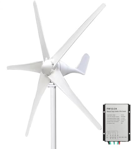 Generatore eolico a turbina 500W, generatore eolico a turbina 12V 24V AC PMG Businesses Kit generatore a turbina ad asse orizzontale con regolatore di vento MPPT con 5 pale per ricarica domestica mari