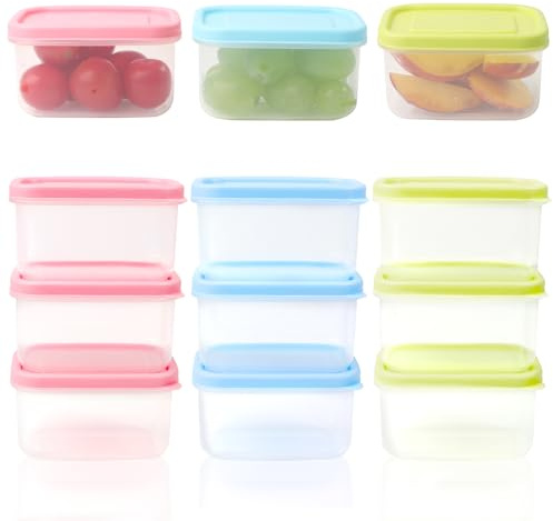9 Stück 200ml Kleine Dosen Mit Deckel Plastik, Stapelbar Gefrierdosen Klein | Mini Dosen Mit Deckel Rechteckig Salatdressing Behälter Mini, Vorratsdosen Klein für Joghurt, Obst, Lebensmittel, Snack