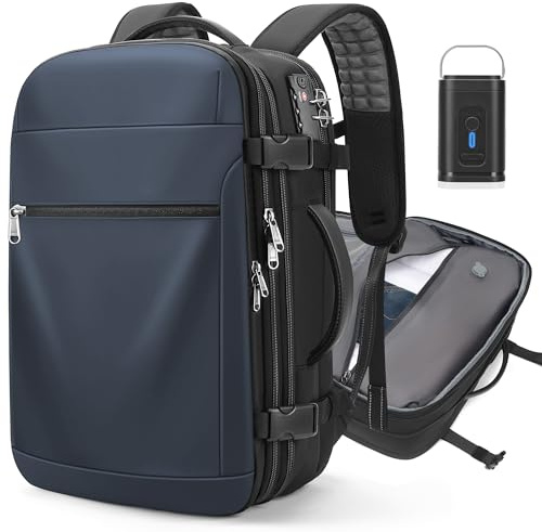 ibeacos Vakuum Rucksack 60L Erweiterbar, Handgepäck Rucksack Laptop Rucksack 17,3 Zoll mit TSA Schloss und Vakuumpumpe, Wasserdichter Großer Rucksack