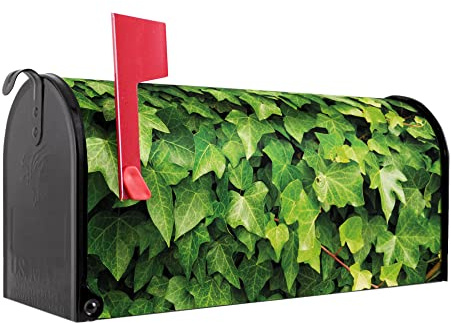 banjado Amerikanischer Briefkasten - US Mailbox/Letterbox mit Motiv Motiv Efeu 51x22x17cm - Postkasten Stahl aus Amerika – Briefkasten amerikanisch schwarz pulverbeschichtet