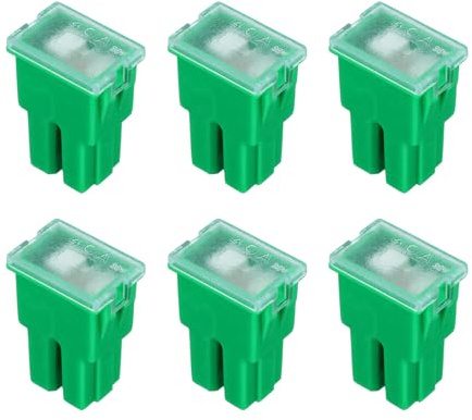 sourcing map 6pcs Cartridge Fuse, 32VDC 40A Female Terminal Automotive Assortment J Case Fuse for Car, Truck, RV, Boats, Green