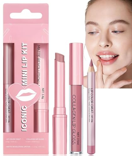 3pcs Matte Liquid Lipstick Lip Balm,Lip Liner Set Lip Makeup Kits,Liner Set All in One Lip Kit,Waterproof Non Stick Cup,Lasting Not Easy Fade,Women Daily Makeup,Hydrating Tinted,Nourishing Lip