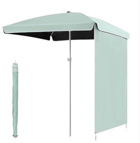 Ombrellone da spiaggia quadrato con parete laterale, protezione UV per campeggio all'aperto, 160 cm/200 cm, ombrellone da giardino (ciano, 200 cm)