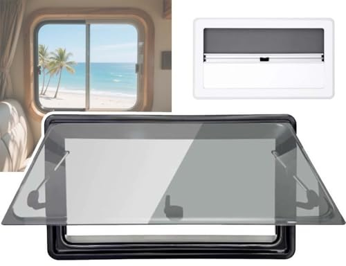 Lucernario Camper,RV Finestra con Tenda Avvolgibile,Sportello d'Aerazione a Cerniera Superiore Apertura a Spinta con Alluminio Alta Resistenza,Acrilico,per Motorhome,Roulotte(500*500)