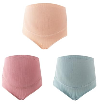 TOVINANNA Braguitas de Maternidad de Algodón 3piezas XL Cintura Alta Ajustable, Suaves y Transpirables, Ideales para Ropa Interior de Embarazo Cómoda y Moldeadora