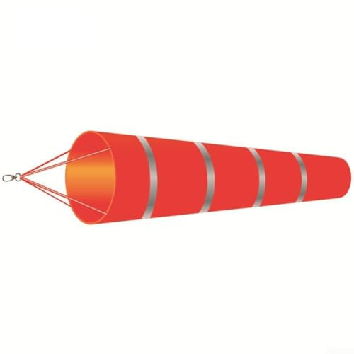 Zilimontt Roter Flughafen-Windsack mit reflektierenden Streifen, 80 cm, Ripstop-Polyester, Windmesssockentasche für Outdoor, Garten, Luftfahrt und Camping (100 cm)