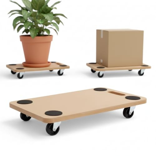 Base con Ruedas Rectangular - Plataforma con Ruedas, Carretilla De Carga, Base con Ruedas para Muebles Madera, Soporte con Ruedas para Plantas - 58x30cm (1)
