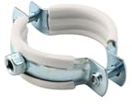 10x Schraubrohrschellen 48-53 mm 1 1/2 Stahl Verzinkt Rohrschellen Schalldämmeinlag Weiß