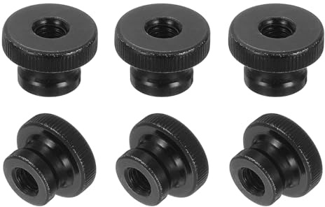 QUARKZMAN 6 Stück Rändelmuttern M8x16mm Kohlenstoffstahl Muttern Eisen Runde Griffe Befestigungselemente Hochkopf Durchgangsloch Handschrauben Mutter Für 3D Drucker Teil Schwarz