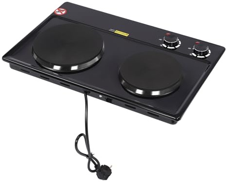 Infrarot-Doppelkochplatte 2500W Energiesparende Herdplatte mit 6 Temperatureinstellung 100-250℃ Kochplatte Doppelt mit Überhitzungsschutz Elektrische Kochfeld für Küche, Büro oder Camping