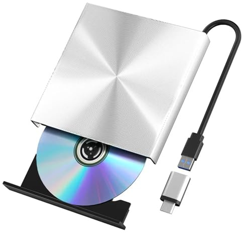 TUdcgjSXF External Drive USB 3.0 Type-C DVD Player Reader CD for PC Laptop Desktop Windows 10 11 Mac OS