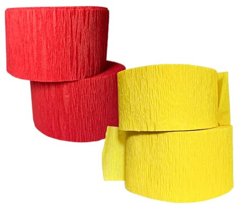 Red and Gold Yellow Crepe Paper Streamers (2 Rolls Each Color) USA-Made