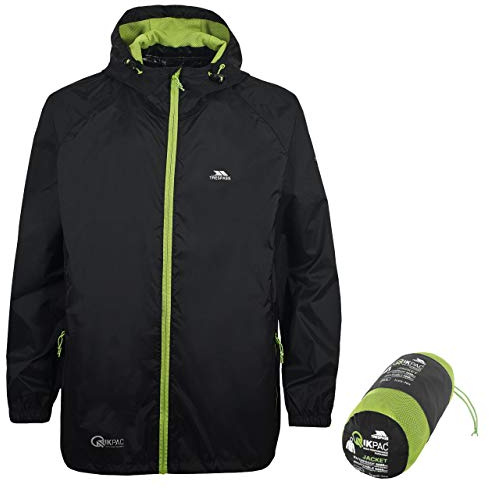 Trespass Womens Waterproof Jacket Qikpac - Shell Rain Jacket, 2 Zip Pockets, Full Body Length Front Zip, Adjustable Grown On Hood, Ventilated Back Yoke, Packs Away in Pouch