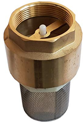 VOXTRADE Clapet de pied en laiton, valve anti-retour, filetage intérieur pour le raccordement aux pompes, avec crépine d'aspiration en acier inoxydable (laiton, 1 IG).