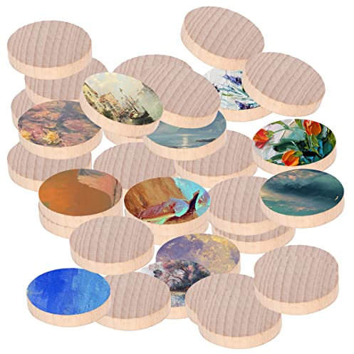 100 Stück Runde Holzscheiben zum Basteln, 4cm Durchmesser 0,5cm Dick Kreis Deko Holzplatte Unbehandeltes Holz Scheiben für DIY Malerei Holzhandwerk Hochzeit Weihnachten Dekoration