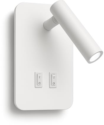 damastoreitalia Applique LED da Parete Interno 6W Bianco con Doppio Interruttore e Luce Lettura Orientabile Bianco - Luce Naturale 4000K (Bianco naturale)