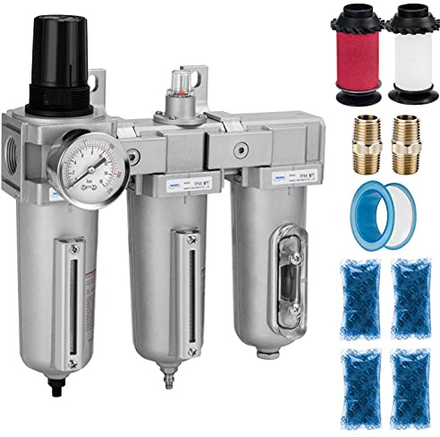 NANPU Industriequalität 1/2 BSP 3-Stufen-Lufttrocknungssystem – Partikelfilter, Koaleszenzfilter, Adsorptionstrockner und Luftregler, Metallschüssel, automatischer Ablass