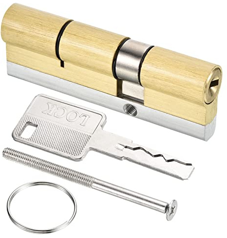 PATIKIL 32,5/57,5 (90mm Total) Europeo Doble Cerradura Cilindro, Puerta Cilindro Cerradura con 8 Llaves para Madera Puertas, Aluminio Puertas