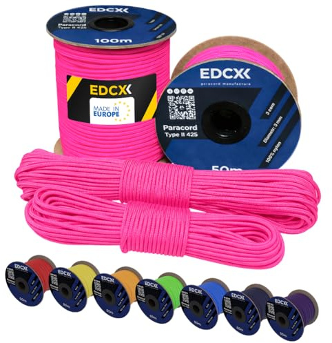 EdcX 3mm Nylon Paracord 425 (15, 30, 50 und 100m) - Typ II, 100% Nylonseil, 3 Litzen Seil, 3mm Nylonseil in vielen Farben| Solid Color