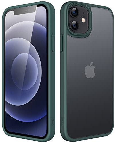 JETech Matte Hülle für iPhone 12/12 Pro, Dunkelgrün | Robuster Schutz, Matte Rückseite, Anti-Fingerabdruck, Stoßfestes Design