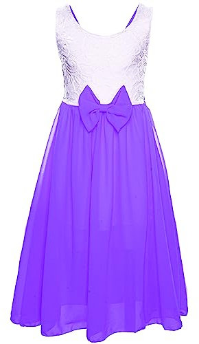 GILLSONZ PK-IT91 - Vestito estivo da bambina per feste, tempo libero, Lilla, 158 cm-164 cm