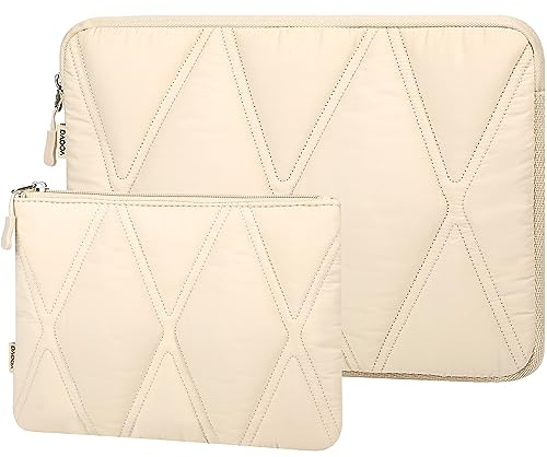Voova Puffy Laptop Sleeve Carry Case 13-13.6 Inch Compatible with MacBook Air 13 M1/M2/M3/M4, MacBook Pro 13, IPad Air/Pro 13, Computer Cover Bag with Accessories Pouch，Apricot