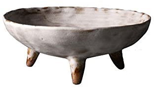 OQHAIR Bandeja de Frutas Cerámica Redonda Pies Altos Plato de Frutas Bocadillos Plato de Postre Plato de Condimento Bandeja de Refresco Plato de Cena de Tres Patas Vajilla (Color: Blanco,
