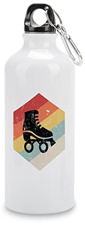 Vintage Roller Skates Aluminum Sport Water Bottle Insulated Tumbler With Lid And Carabiner For Bike Camping Travelling