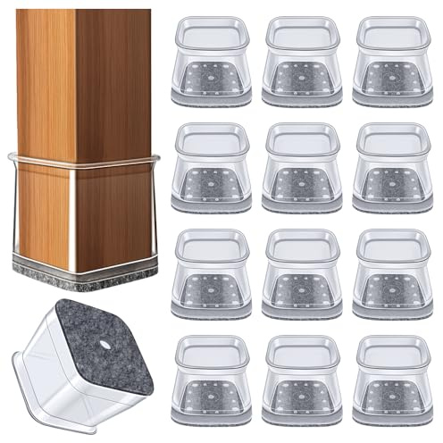 GICUNK 32Pcs Chair Leg Floor Protectors, Square Floor Protectors For Furniture Legs, Furniture Sliders, Silicone Chair Leg Caps For Protecting Hardwood Floors(Extra Large Fit:40-55mm)