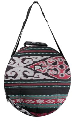 Shamandrum Tasche aus Ikat ROT Ø 45 cm für Schamanentrommel Rahmentrommel - im MYSEVENDO Set - Rund Ritual Drum Trageriemen