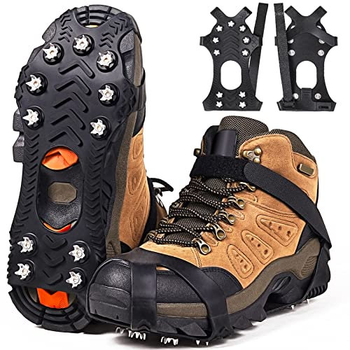 ZUXNZUX Steigeisen, Spikes Grödel für Schuhe Wanderschuhe Bergschuhe auf Winter EIS Schnee, Schuhspikes Ice Schuhkrallen Eisspikes Wandern [Edelstahl-Spikes]