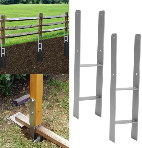 Cecaylie Postes, anclajes en H, grosor del material: 5 mm, soportes de acero, 6 unidades, soporte para postes en H, 91 x 600 mm, soporte para ancla, carports, ancla