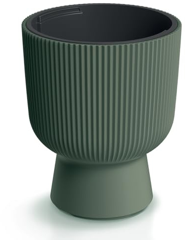 TRANS - PAL Large Flower Pot Planter Round Garden Plant Pot Indoor Outdoor Rust-Resistant Plant Container 38 x50 cm RoundPlant Pots Outdoor Round Garde (GREEN)