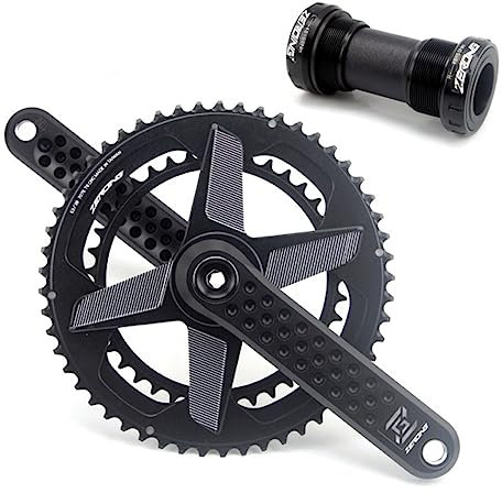 Rennrad-Kurbelgarnitur, 7075 Aluminiumlegierung, vollständig CNC-hohl, integriert, ultraleicht, 50–34 Zähne/52–36 Zähne/53–39 Zähne, doppeltes Kettenblatt, 165/170/175 mm, mit Halterung unten (sc