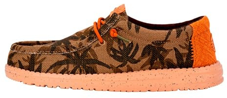 HEYDUDE Wally Palm Jute Loafer för män, Bränd oliv/ingefära brun, 45 EU