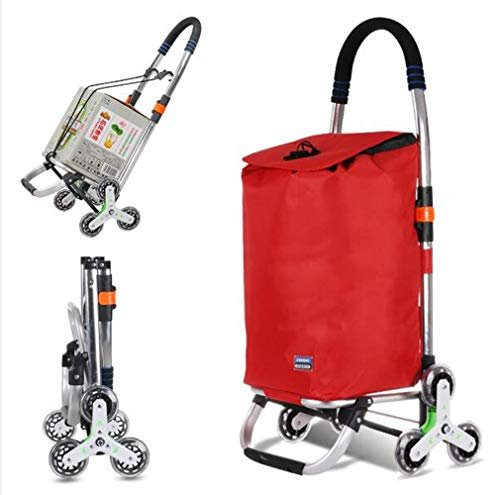 HARIPYER Zusammenklappbarer Treppensteigerwagen, Einkaufswagen, Einkaufstrolley, Wäschewagen mit Rädern und Abnehmbarer, wasserdichter Canvas-Tasche