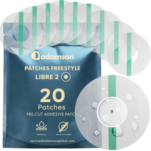 Protection Capteur Diabete - 20 X Patch Freestyle Libre 2 - Transparent, Durable, Sans Colle au Centre, Non Irritant, Facile à Appliquer et à Retirer - Idéal pour le Sport, Natation et au Quotidien