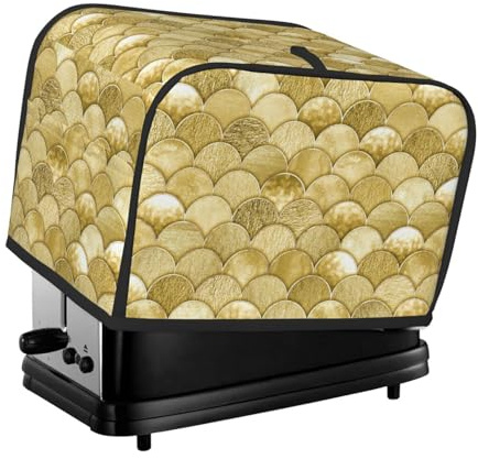 tostador Cover 2 rebanadas, cubierta de tostador con escamas de pescado de sirena con bolsillos para cocina pequeña cubierta de electrodomésticos y protección de huellas dactilares, lavable a máquina