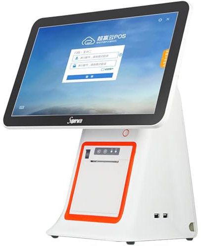 Caisse Enregistreuse à écran Tactile De 15,6 Pouces, Caisse Enregistreuse Intelligente Tout-En-Un Avec Imprimante Thermique 58 Mm, Angle Réglable Pour Vente Au Détail, Restaurant, Entreprises,A-White