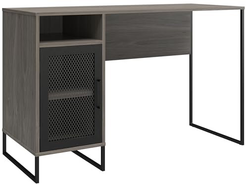 möbelando Schreibtisch >Bernhard< Schreibtisch Bernhard aus MDF und Metall, 121x76 cm, grau, pulverbeschichtete Metallfüße, modernes Design, 1 Fach, stabile Bauweise, ideal für Homeoffice und Büro.