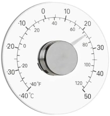 Reinscer 1 Stück Innen-Außen-Fensterthermometer, Transparentes Zifferblatt, Wetterthermometer, Genaue Messwerte, Acryl + Edelstahl für das Heimbüro
