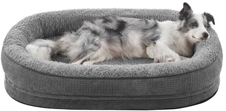 Pawk Orthopädisches Hundebett Mittelgroße Hunde, Vierseitiges Nackenrolle Kissen Hundebett Orthopädisch, Memory Foam Hundekorb Wasserdicht rutschfest, Hundebetten Abnehmbar und Waschbar